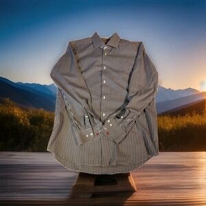 Robert Graham Shirt Large New Black And White Micro Plaid Checkered 1767